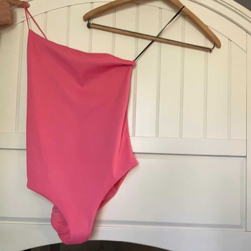 Pink One Shoulder Bodysuit